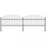 fekete acélkerítés lándzsás tetejű szegéllyel 359 x 125 cm
