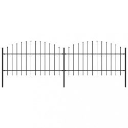  fekete acélkerítés lándzsás tetejű szegéllyel 359 x 125 cm