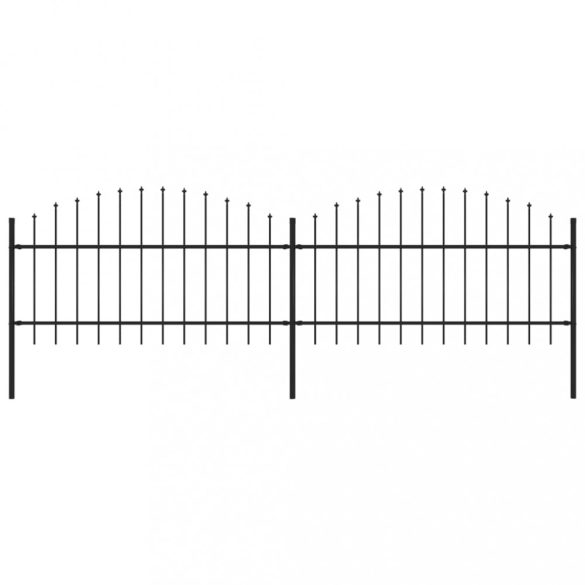 fekete acélkerítés lándzsás tetejű szegéllyel 359 x 125 cm