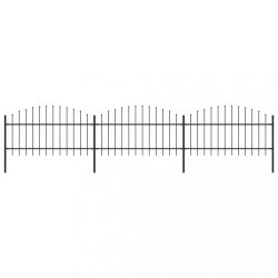 fekete acélkerítés lándzsás tetejű 537 x 125 cm