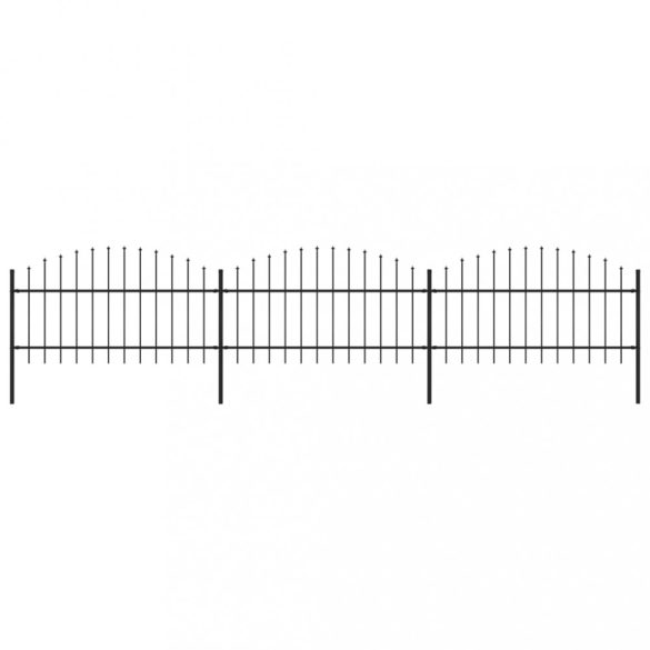fekete acélkerítés lándzsás tetejű 537 x 125 cm