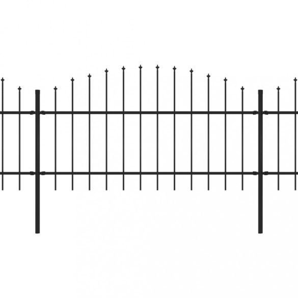 fekete acélkerítés lándzsás tetejű 537 x 125 cm