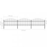 fekete acélkerítés lándzsás tetejű 537 x 125 cm