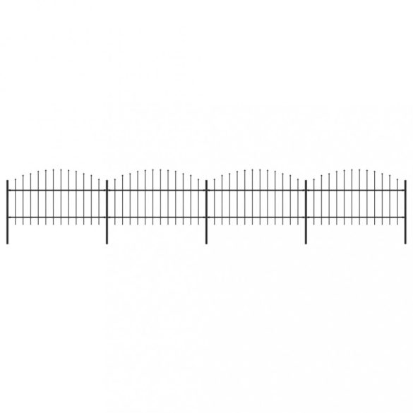 fekete acélkerítés lándzsás tetejű 714,5 x 125 cm