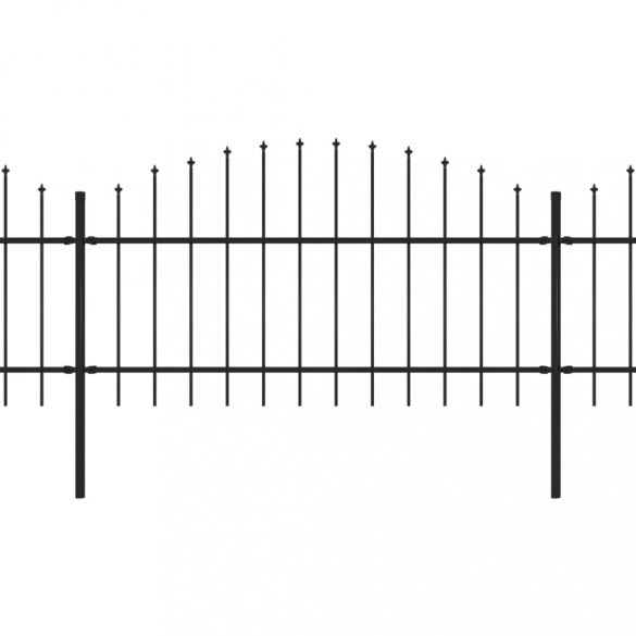 fekete acélkerítés lándzsás tetejű 714,5 x 125 cm