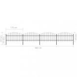fekete acélkerítés lándzsás tetejű 714,5 x 125 cm