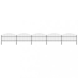   fekete acélkerítés lándzsás tetejű szegéllyel 892,5 x 125 cm