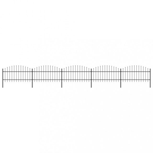 fekete acélkerítés lándzsás tetejű szegéllyel 892,5 x 125 cm