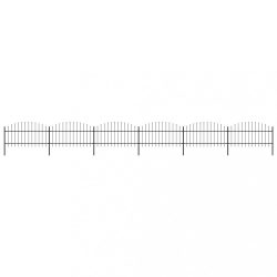   fekete acélkerítés lándzsás tetejű szegéllyel 1070 x 125 cm