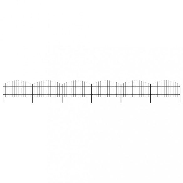 fekete acélkerítés lándzsás tetejű szegéllyel 1070 x 125 cm