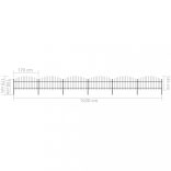 fekete acélkerítés lándzsás tetejű szegéllyel 1070 x 125 cm