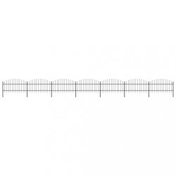   fekete acélkerítés lándzsás tetejű szegéllyel 1248 x 125 cm