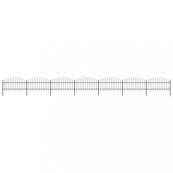 fekete acélkerítés lándzsás tetejű szegéllyel 1248 x 125 cm