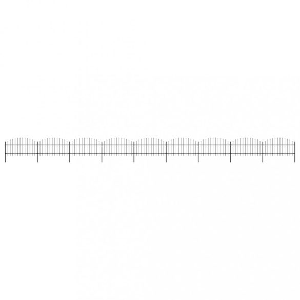 fekete acél kerti kerítés lándzsás tetejű 1603,5 x 125 cm