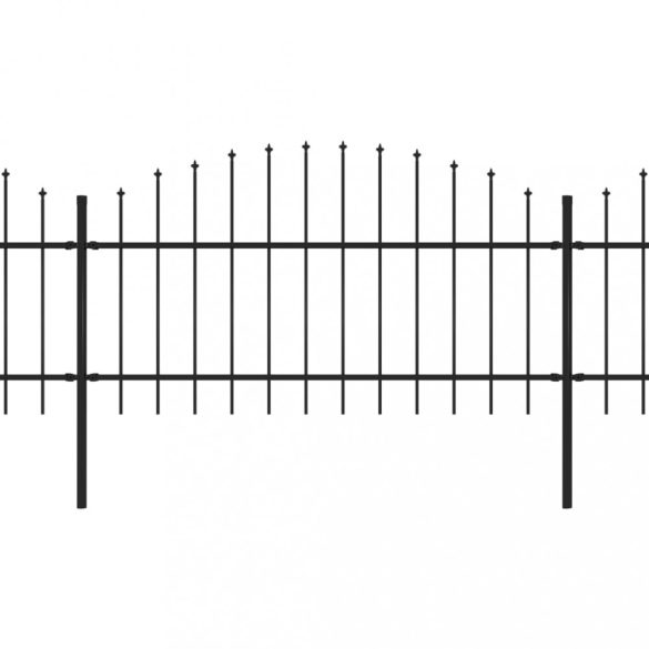 fekete acél kerti kerítés lándzsás tetejű 1603,5 x 125 cm