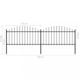 fekete acél kerti kerítés lándzsás tetejű 359 x 150 cm