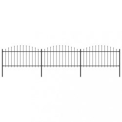   fekete acélkerítés lándzsás tetejű szegéllyel 537 x 150 cm