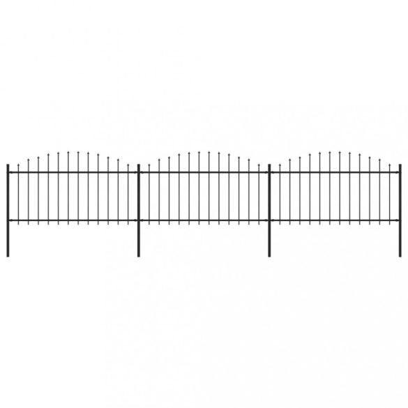 fekete acélkerítés lándzsás tetejű szegéllyel 537 x 150 cm