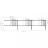 fekete acélkerítés lándzsás tetejű szegéllyel 537 x 150 cm