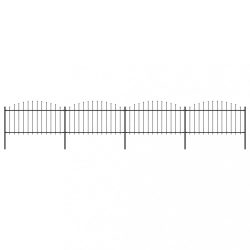 fekete acélkerítés lándzsás tetejű 714,5 x 150 cm