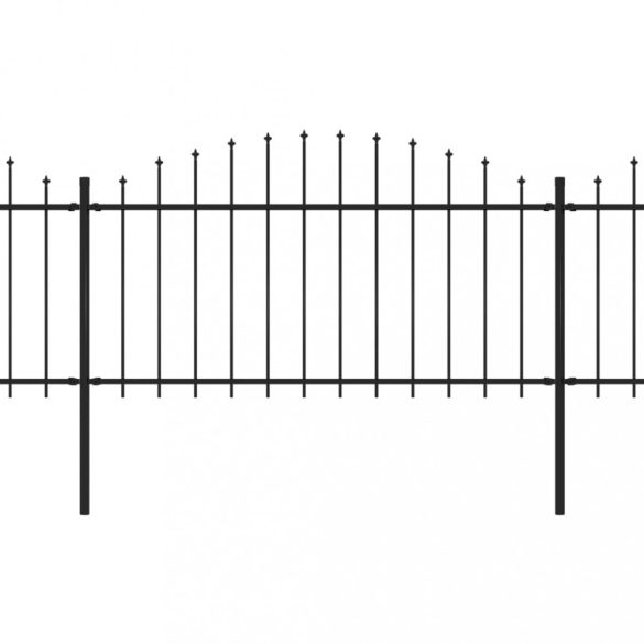 fekete acélkerítés lándzsás tetejű 714,5 x 150 cm