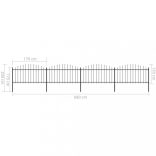 fekete acélkerítés lándzsás tetejű 714,5 x 150 cm