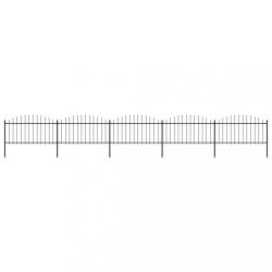   fekete acélkerítés lándzsás tetejű szegéllyel 892,5 x 150 cm