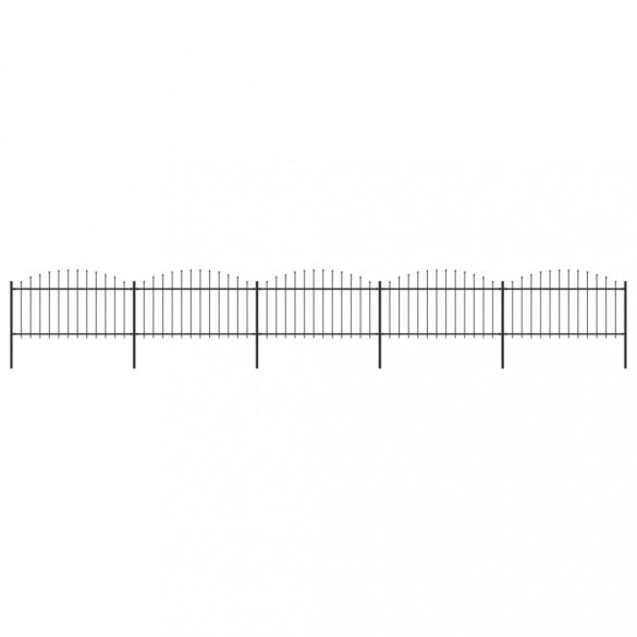 fekete acélkerítés lándzsás tetejű szegéllyel 892,5 x 150 cm