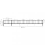 fekete acélkerítés lándzsás tetejű szegéllyel 892,5 x 150 cm