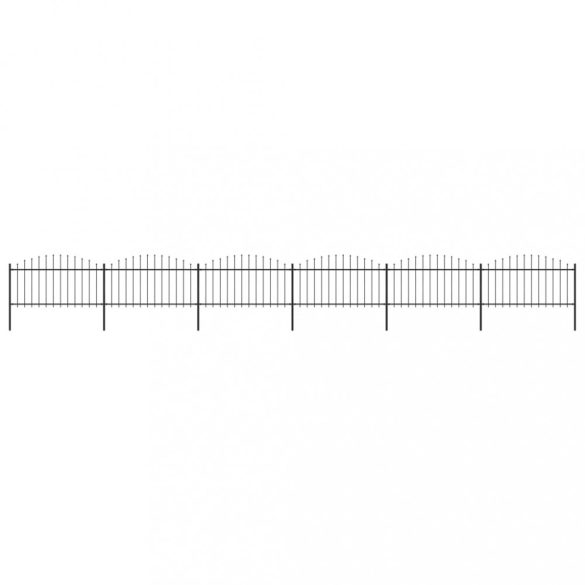 fekete acél kerti kerítés lándzsás tetejű 1070 x 150 cm