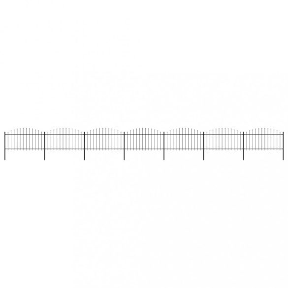 fekete acélkerítés lándzsás tetejű szegéllyel 1248 x 150 cm