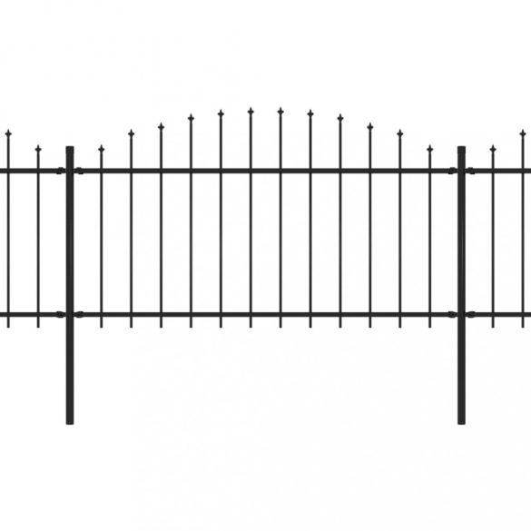 fekete acélkerítés lándzsás tetejű szegéllyel 1248 x 150 cm