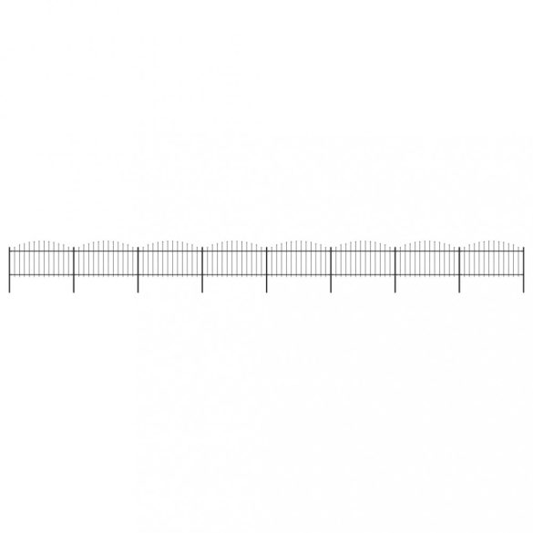 fekete acél kerti kerítés lándzsás tetejű 1426 x 150 cm