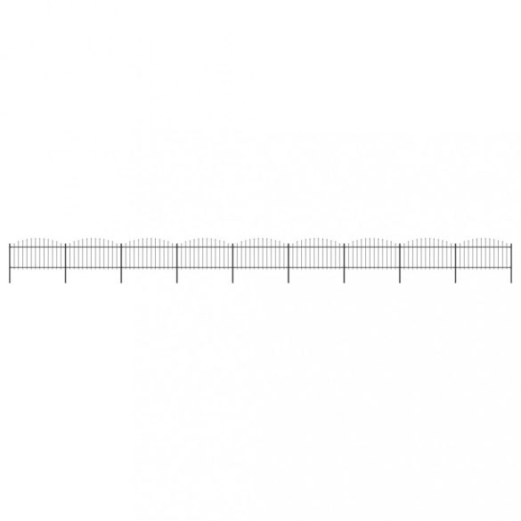 fekete acél kerti kerítés lándzsás tetejű 1603,5 x 150 cm