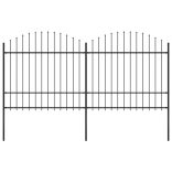 fekete acélkerítés lándzsás tetejű szegéllyel 359 x 175 cm