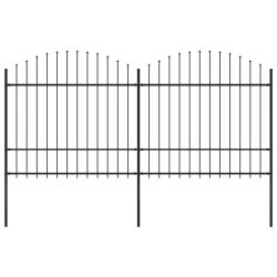   fekete acélkerítés lándzsás tetejű szegéllyel 359 x 175 cm