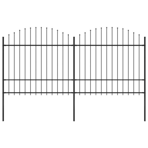 fekete acélkerítés lándzsás tetejű szegéllyel 359 x 175 cm