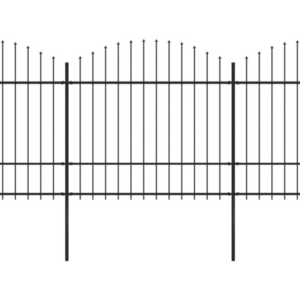 fekete acélkerítés lándzsás tetejű szegéllyel 359 x 175 cm