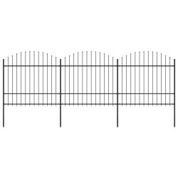 fekete acélkerítés lándzsás tetejű 537 x 175 cm