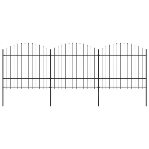fekete acélkerítés lándzsás tetejű 537 x 175 cm
