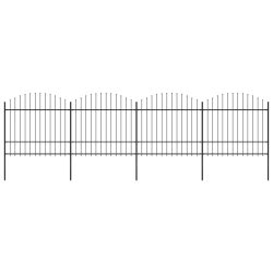 fekete acélkerítés lándzsás tetejű 714,5 x 175 cm