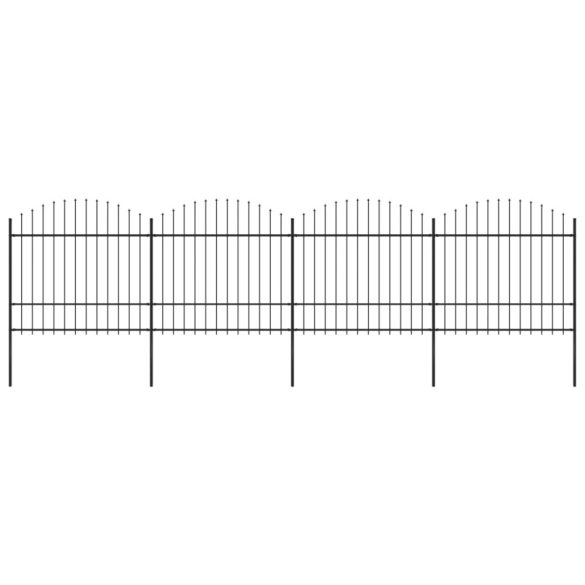 fekete acélkerítés lándzsás tetejű 714,5 x 175 cm