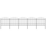 fekete acélkerítés lándzsás tetejű szegéllyel 892,5 x 175 cm