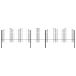   fekete acélkerítés lándzsás tetejű szegéllyel 892,5 x 175 cm