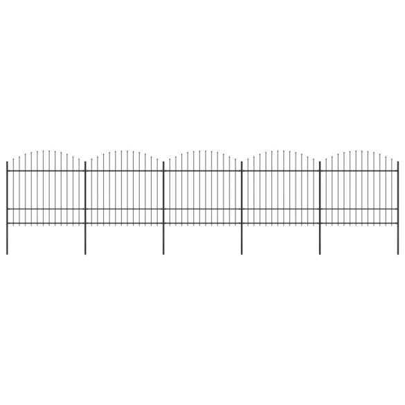 fekete acélkerítés lándzsás tetejű szegéllyel 892,5 x 175 cm
