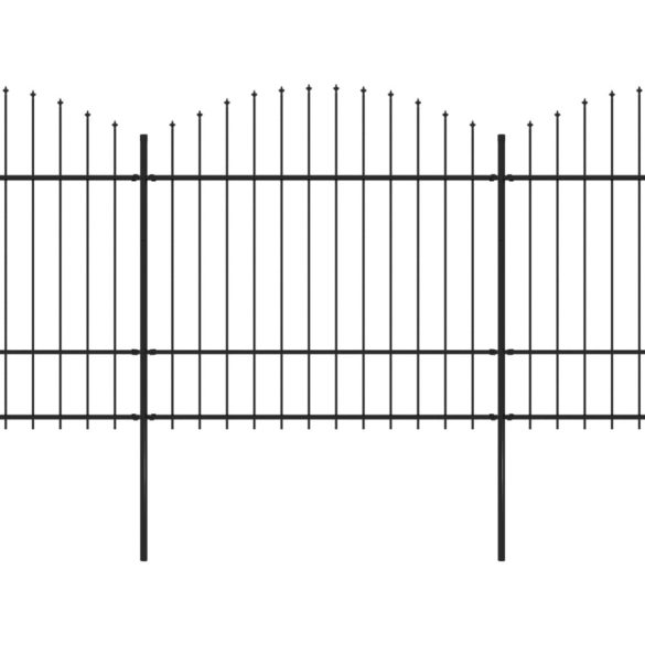 fekete acélkerítés lándzsás tetejű szegéllyel 892,5 x 175 cm