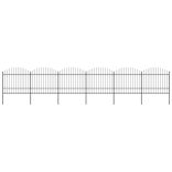 fekete acélkerítés lándzsás tetejű szegéllyel 1070 x 175 cm