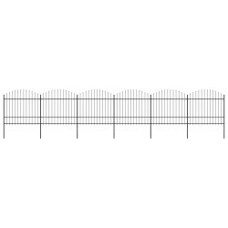   fekete acélkerítés lándzsás tetejű szegéllyel 1070 x 175 cm