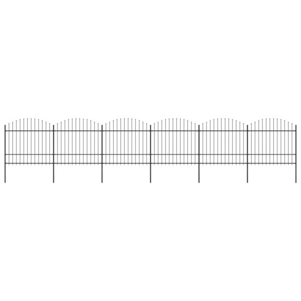 fekete acélkerítés lándzsás tetejű szegéllyel 1070 x 175 cm