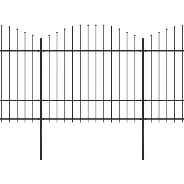 fekete acélkerítés lándzsás tetejű szegéllyel 1070 x 175 cm